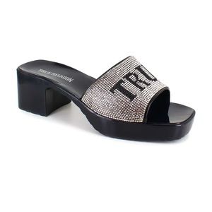 True Religion Bedazzled Heeled Slides